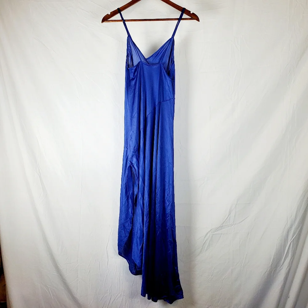 Vintage Blue Asymmetrical Slip‎ Dress